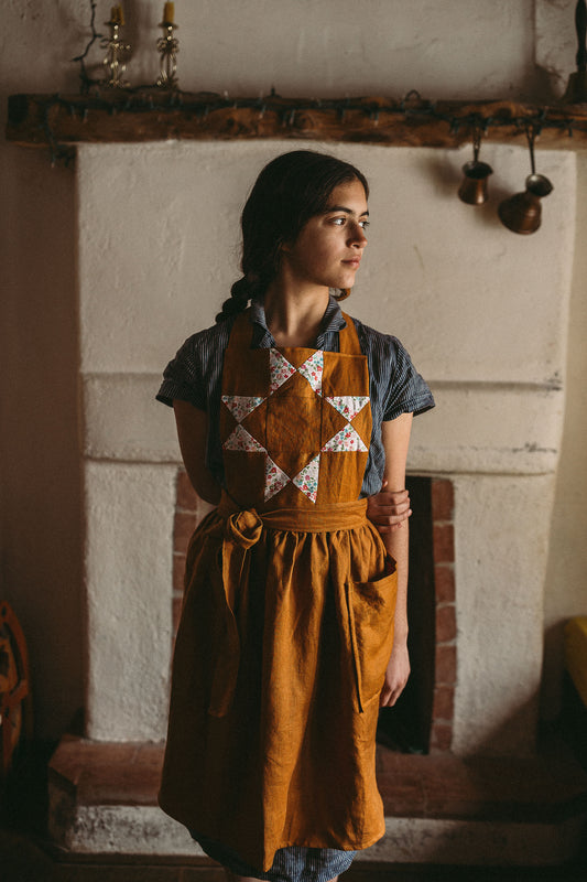 Linen Gathered Full Apron