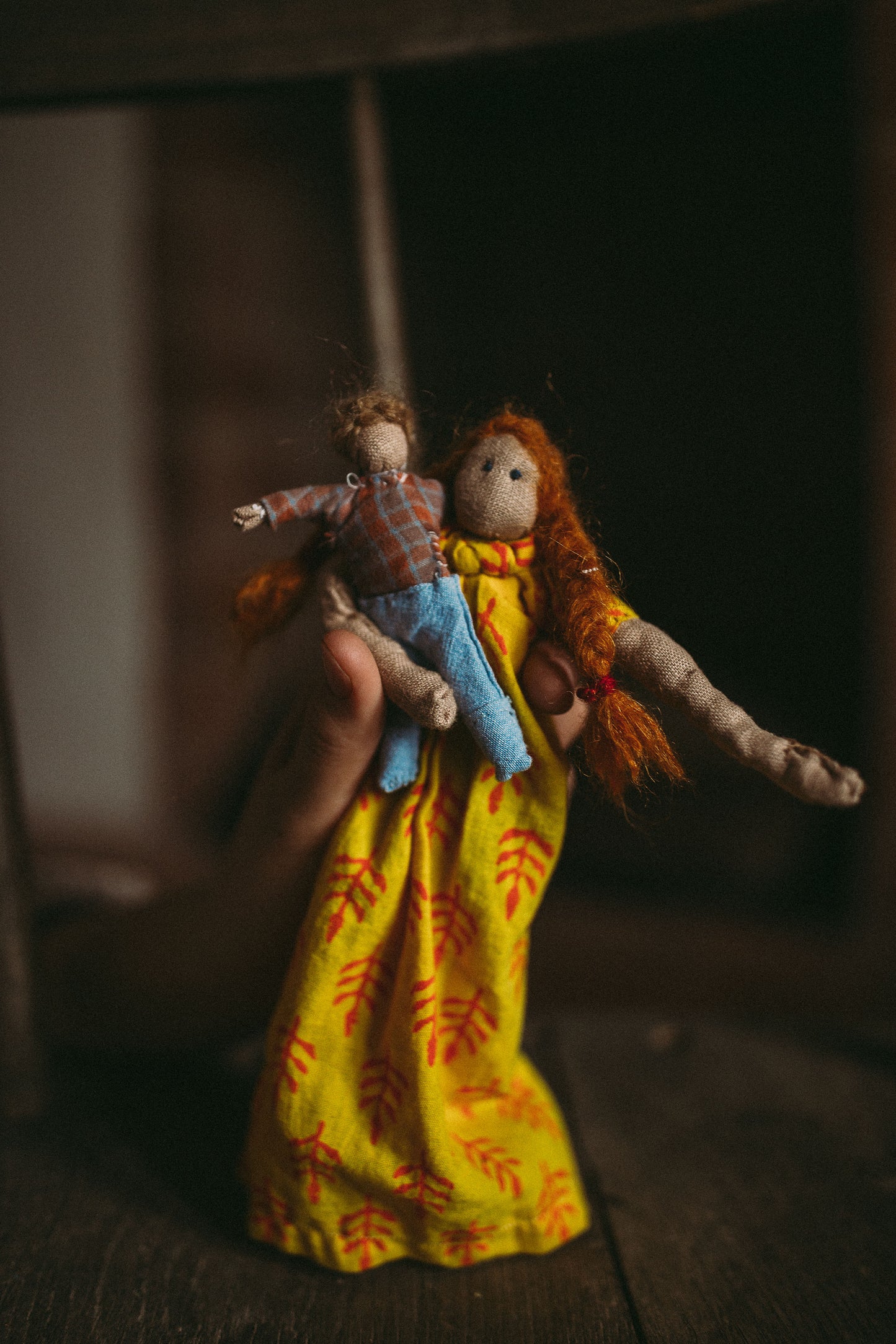 Primitive Cloth Dolls - Bridget & Henry